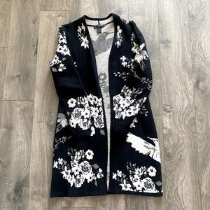 INC bird print cardigan